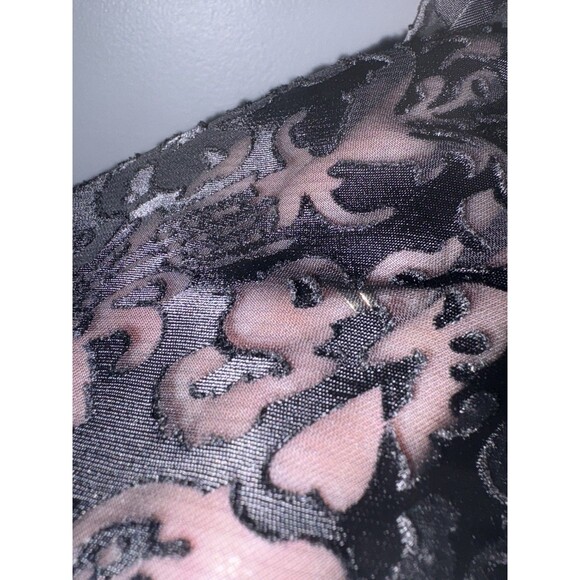 Dressbarn Babydoll Top L Black Lace Y2K Velvet Burnout Whimsigoth Bell Sleeve - Picture 5 of 15